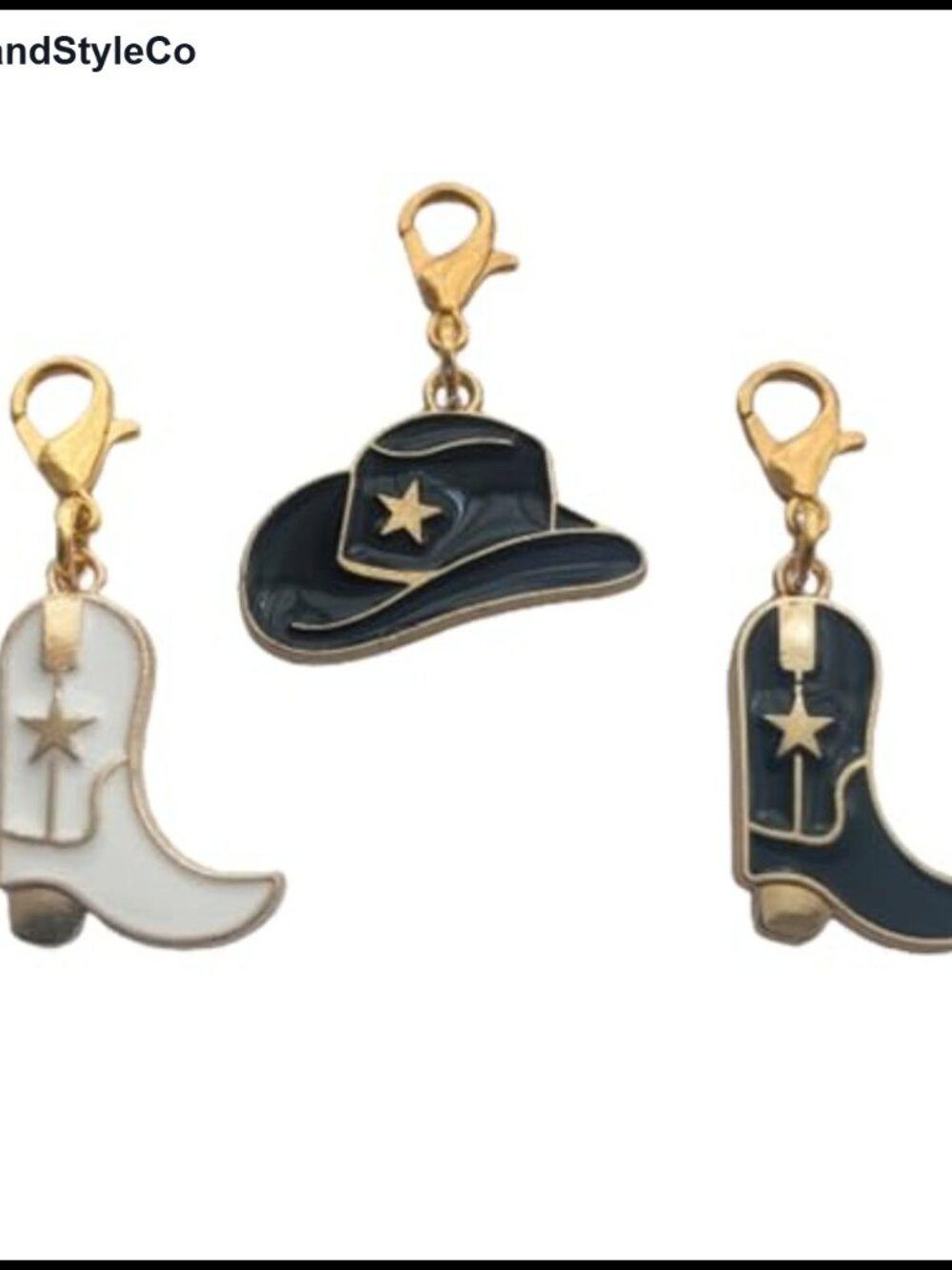 3pc Cowboy Boot Hat Charm Set Lobster Clasp Western DIY Jewelry